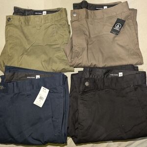Volcom Men's Pants - Black, Navy, Olive, and Brown 38x32 Lot